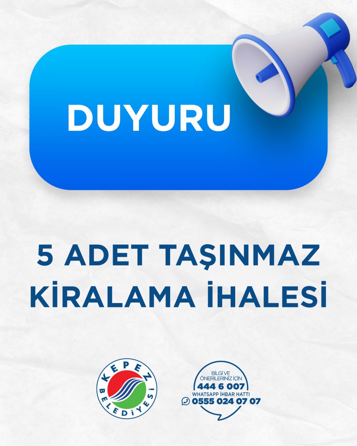 Kepez Belediyesi - 5 Adet Taşınmaz Kiralama İhalesi